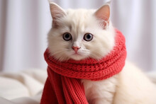 Cat Wearing Red Wool