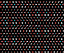 Summer Floral Geometric Seamless Fabric And Paper Pattern Small Blue Red White Polka Dots On A Black Background