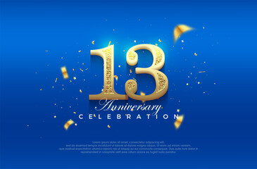 Premium vector 13th anniversary celebration background with fancy numeral glitter. Premium vector background for greeting and celebration.