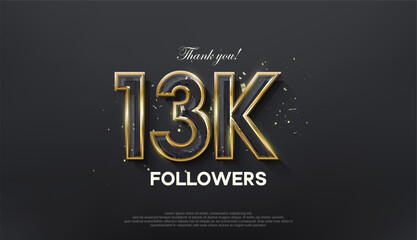 Wall Mural - Golden line thank you 13k followers, with a luxurious and elegant gold color.