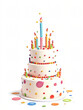 © usman - Colorful 3d Style Birthday cake with candles watercolor style on white background