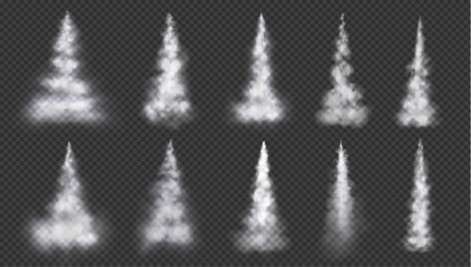 Wall Mural - realistic smoke trails set isolated on transparent background. vector illustration of condensation a