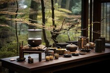 Japanese Tea Houses And Their Accompanying Tea Tools.