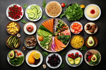 Wall Mural - A collage of different healthy food options forming a balanced meal.