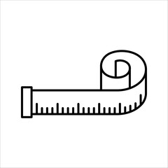 Measuring tape icon Outline vector illustration on white background