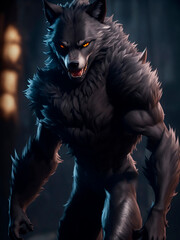 Wall Mural - Fantasy style and characters. The insidious werewolf went hunting