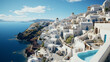 canvas print picture - Griechisches Inselparadies: Santorin von oben