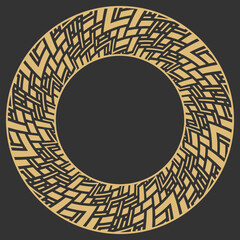 Wall Mural - Circular decorative gold frame.