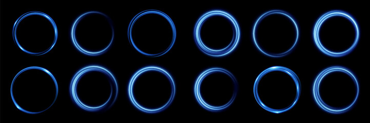 Wall Mural - Neon magic circle.Futuristic light circle for background.Light frame.Vector.Magic portal.