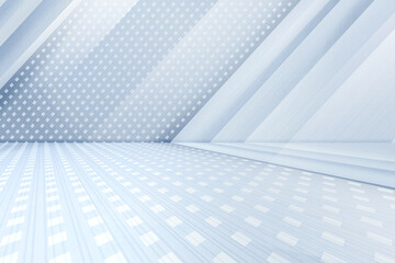 Wall Mural - Abstract 3d rendering of empty room with geometric shapes. Futuristic background design.