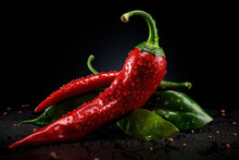 Concept Of Hot And Spicy Ingredients - Red Hot Chili Pepper
