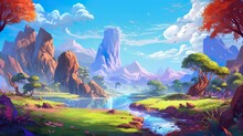 Abstract Background Elven Kingdom. Illustration In A Banner Design, Showcasing The Enchanting Beauty And Magical Allure Of An Elven Kingdom Against A Captivating Backdrop. Generative AI.