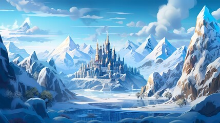 Wall Mural - abstract background lands of eternal snow. a captivating illustration with a banner design, showcasi
