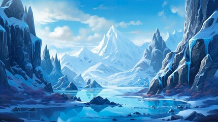 Wall Mural - abstract background lands of eternal snow. banner design featuring an intricately detailed illustrat