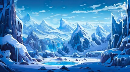 Wall Mural - Abstract background lands of eternal snow. An immersive illustration showcasing the breathtaking beauty and peacefulness of a land enveloped in eternal snow. Generative AI.