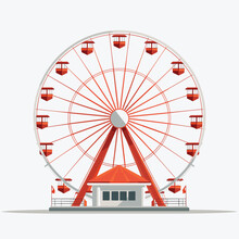 Ferris Wheel Vector Flat Minimalistic Isolated Illustration