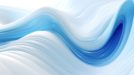 Wall Mural - abstract white and blue waves creating whirling patterns