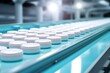 © getti - Hintergrund der pharmazeutischen Herstellung Dosen  auf einer automatischen Förderlinie, Generiert mit KI