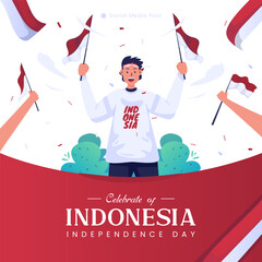 Wall Mural - Happy Indonesian Independence day greeting post