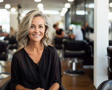 AI Generated Image Of Senior Mature Woman In Hair Salon