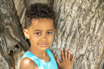 Wall Mural - Close up portrait of a young beautiful african boy