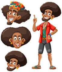 Wall Mural - man with afro hairstyle vector collection