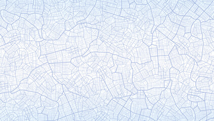 Blue city area, background map, streets. Skyline urban panorama. Cartography illustration. Widescreen proportion, digital flat design streetmap. Vector City top view. View from above the map