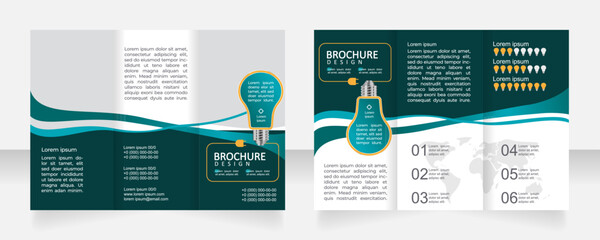 Wall Mural - electric power smart consumption trifold brochure template design. zig-zag folded leaflet set with c