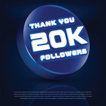 Thank you 20k followers 3d banner vector and illustration for social networks
