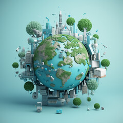 World and icon to Organization Sustainable development environmental, AI Generation