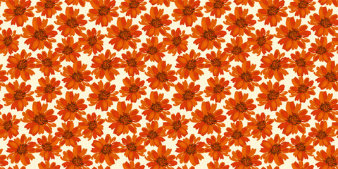 Wall Mural - Autumn seamless pattern with flowers. Vector background for various surface.