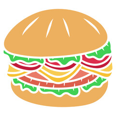 Poster - burger food. fast food illustration