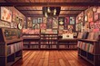 © Michael - Musical Nostalgia: Retro Record Store with Vintage Posters and Vinyl Records - Vintage Background, generative AI