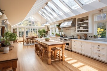 Wall Mural - A farmhouse style kitchen that is bright, open, and contemporary.