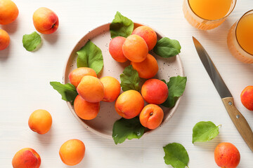 Wall Mural - Composition with apricot, concept of tasty and fresh fruit