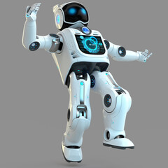 A futuristic human robot design possessing intelligent movement and adaptation abilities.