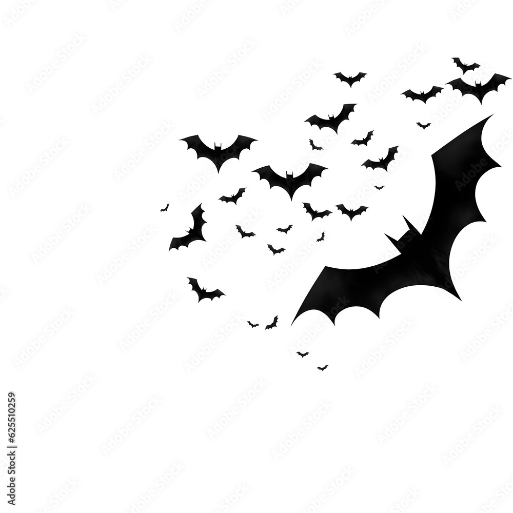 bats silhouettes clipart, transparent background Stock Illustration