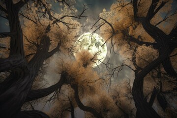tree full moon. generate ai