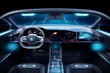 A concept of an autonomous futuristic car dashboard with HUD, Generative Ai