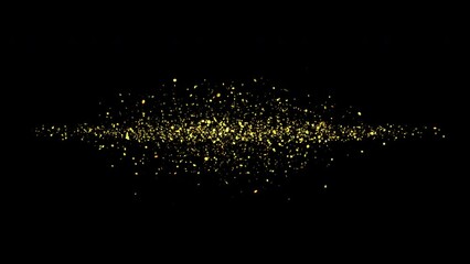 Wall Mural - Gold particles abstract background with shining golden particle stars dust on dark galaxy. Beautiful futuristic glittering in space on black background.