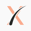 Letter X Hair Treatment Logo Vector Template. Hair Care Symbol