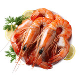 shrimps isolated on transparent background . cooking concept .