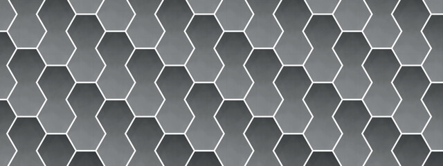 Wall Mural - black and white hexagons pattern with a grid of squares. 