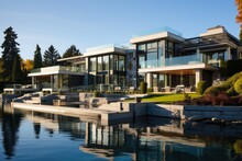 A Lavish Residence Located In Vancouver, Canada Set Against A Backdrop Of Clear Blue Skies.