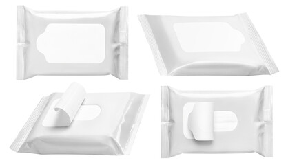 Wall Mural - Set of white wet wipes flow pack, cut out