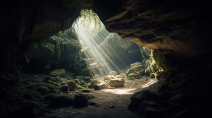 Wall Mural - Sunlight in cave