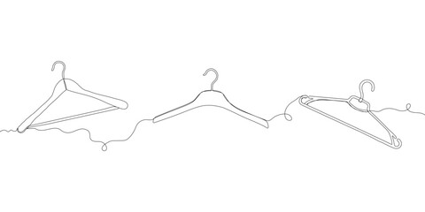 Continuous line hangers illustration. One line minimal drawing design