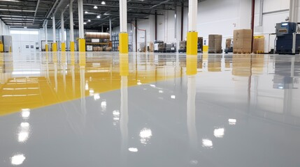 Genarative AI floor with self-leveling epoxy resin in industrial