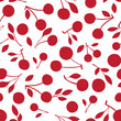 One color cherry pattern on white background, wrapping paper,  textile fabric print