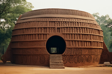 thatched mud home of kakwanta in santacruz, in the style of yoruba art